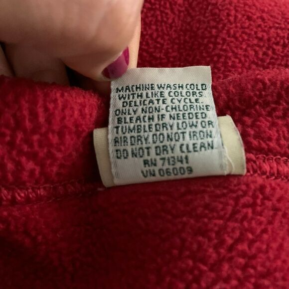 L.L. Bean Women's Vintage Fleece Cardigan Sweater Jacket Red Small Embroidered - Picture 7 of 12